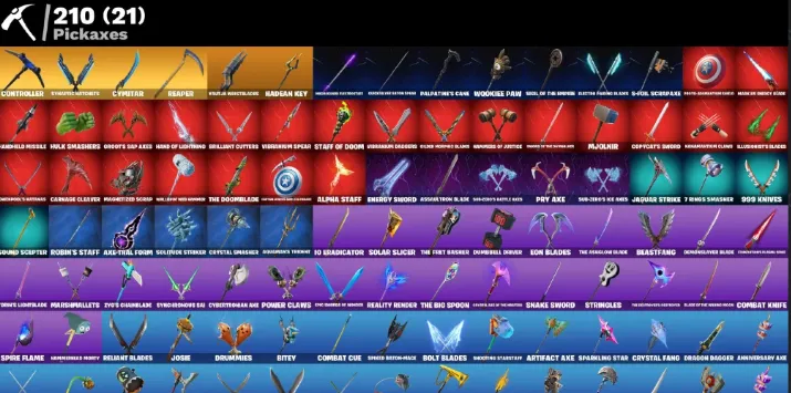 F1314 Travis Scott, Gold Midas, Eternal Knight, 176 Skins, Lifetime Mail, 210 Pickaxes (G)